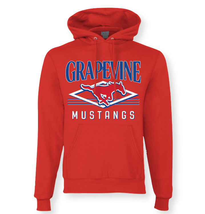 GHS Stang Nation PO Hoodie by Champion in Red Grapevine Mustangs