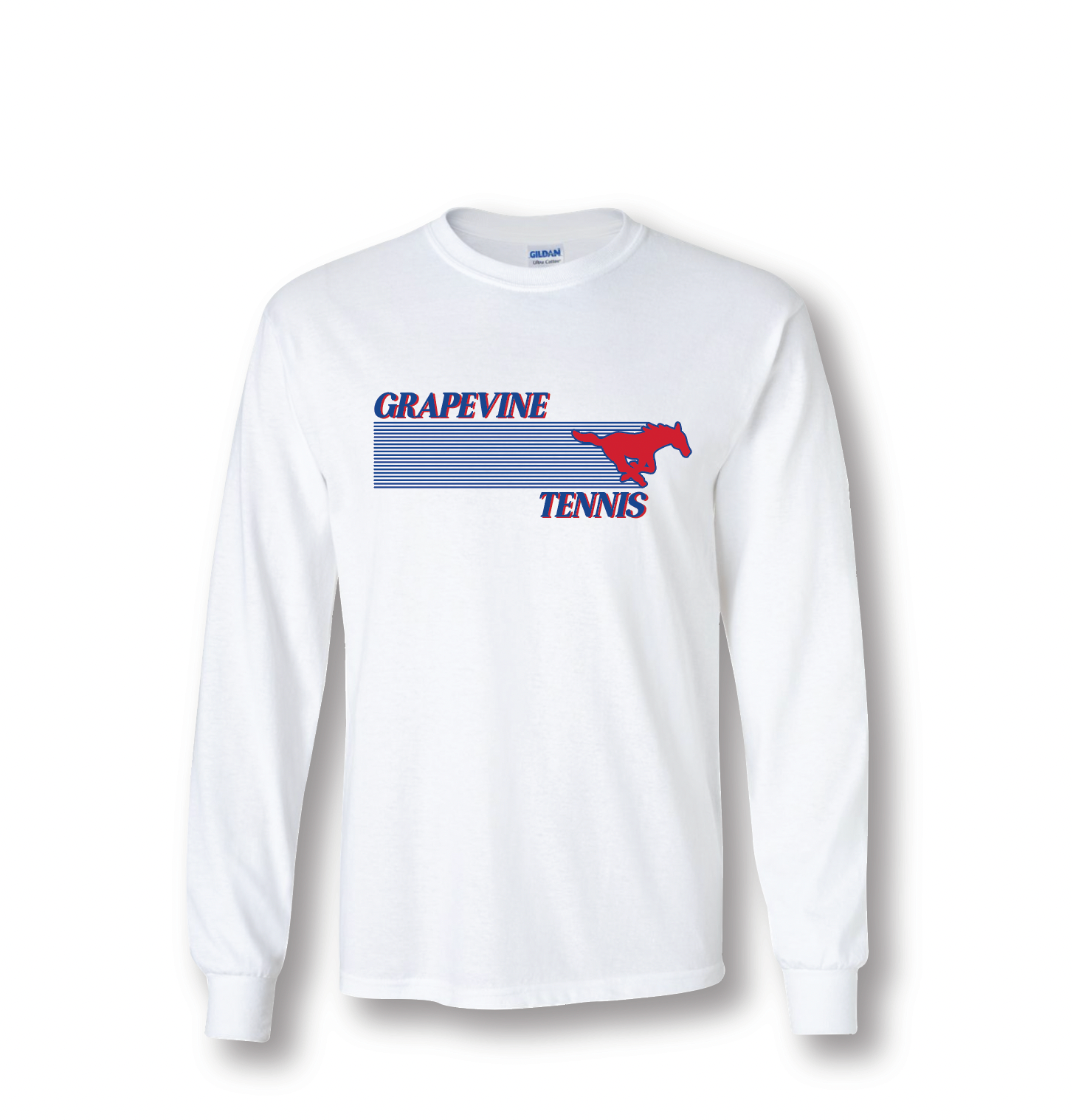 GHS 2025 Tennis Winter Kit — LS Tee in White – Grapevine Mustangs