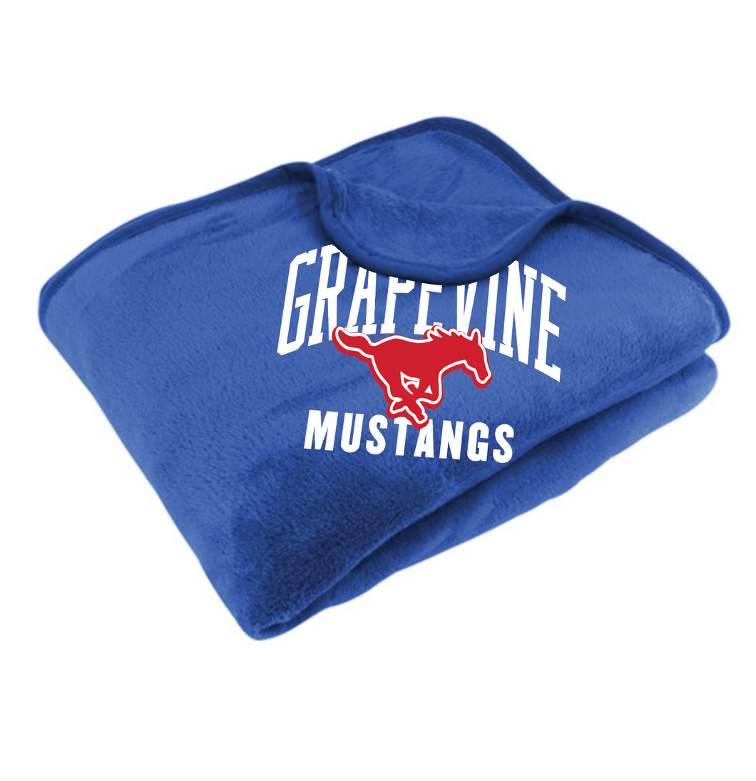 Mustangs Soccer Oversized Faux Mink Blanket in Blue