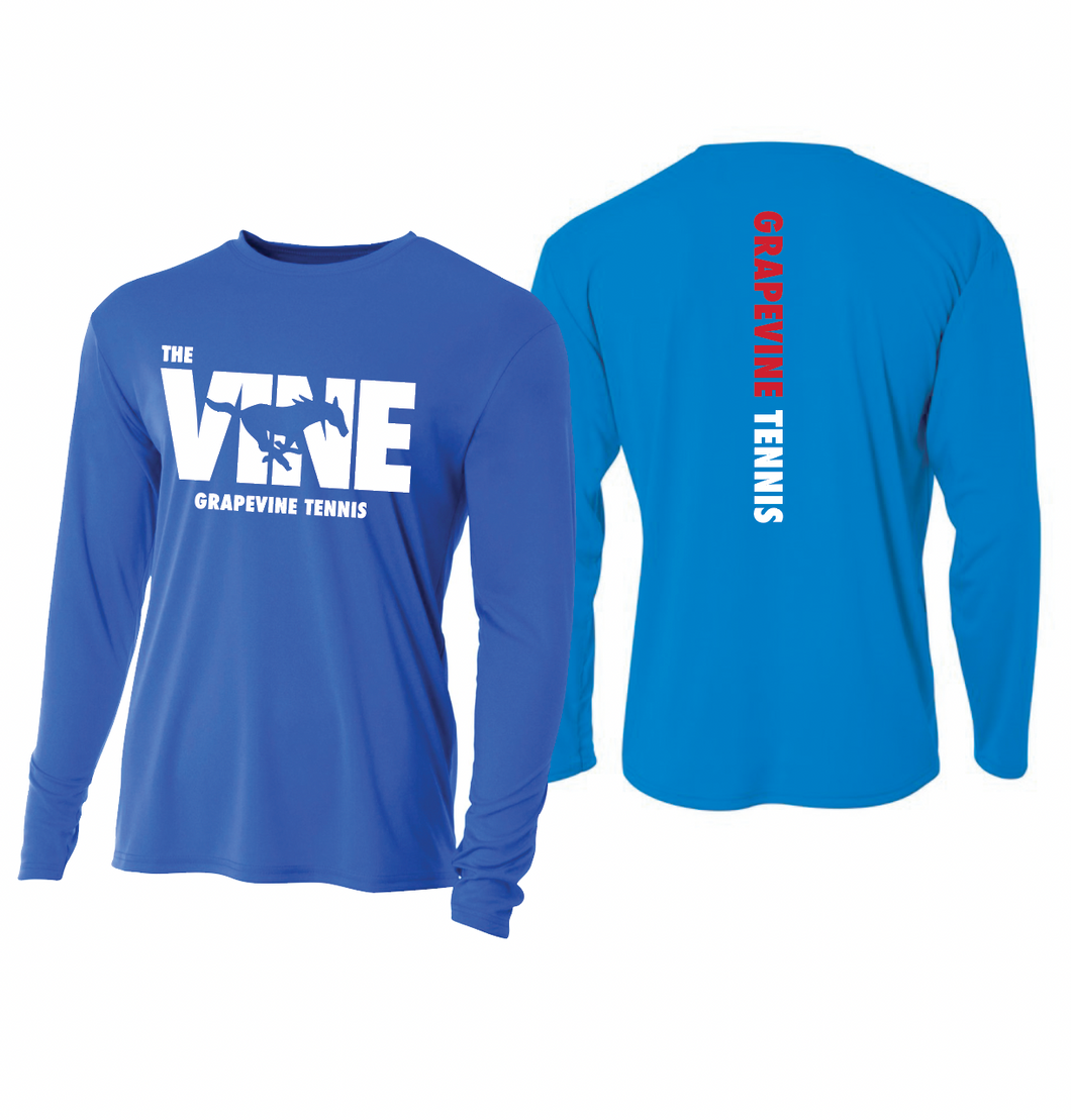 The VINE Tennis LS Unisex DriFit Tee in Blue