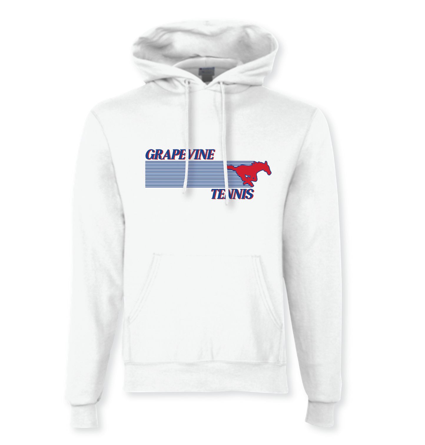 GHS 2025 Tennis Winter Kit — PO Hoodie in White – Grapevine Mustangs