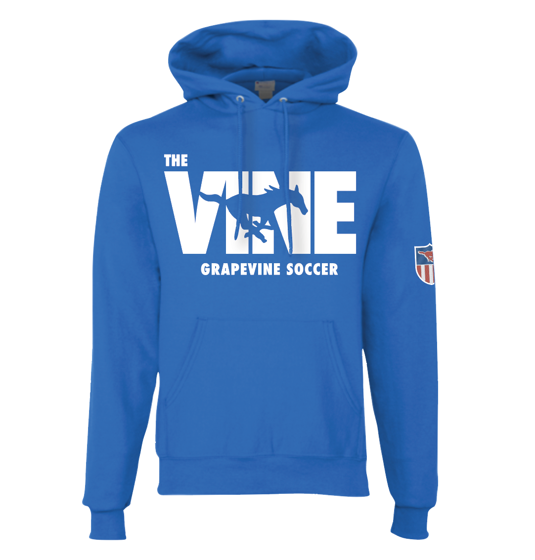 The VINE Soccer Pullover Hoodie in Blue Grapevine Mustangs