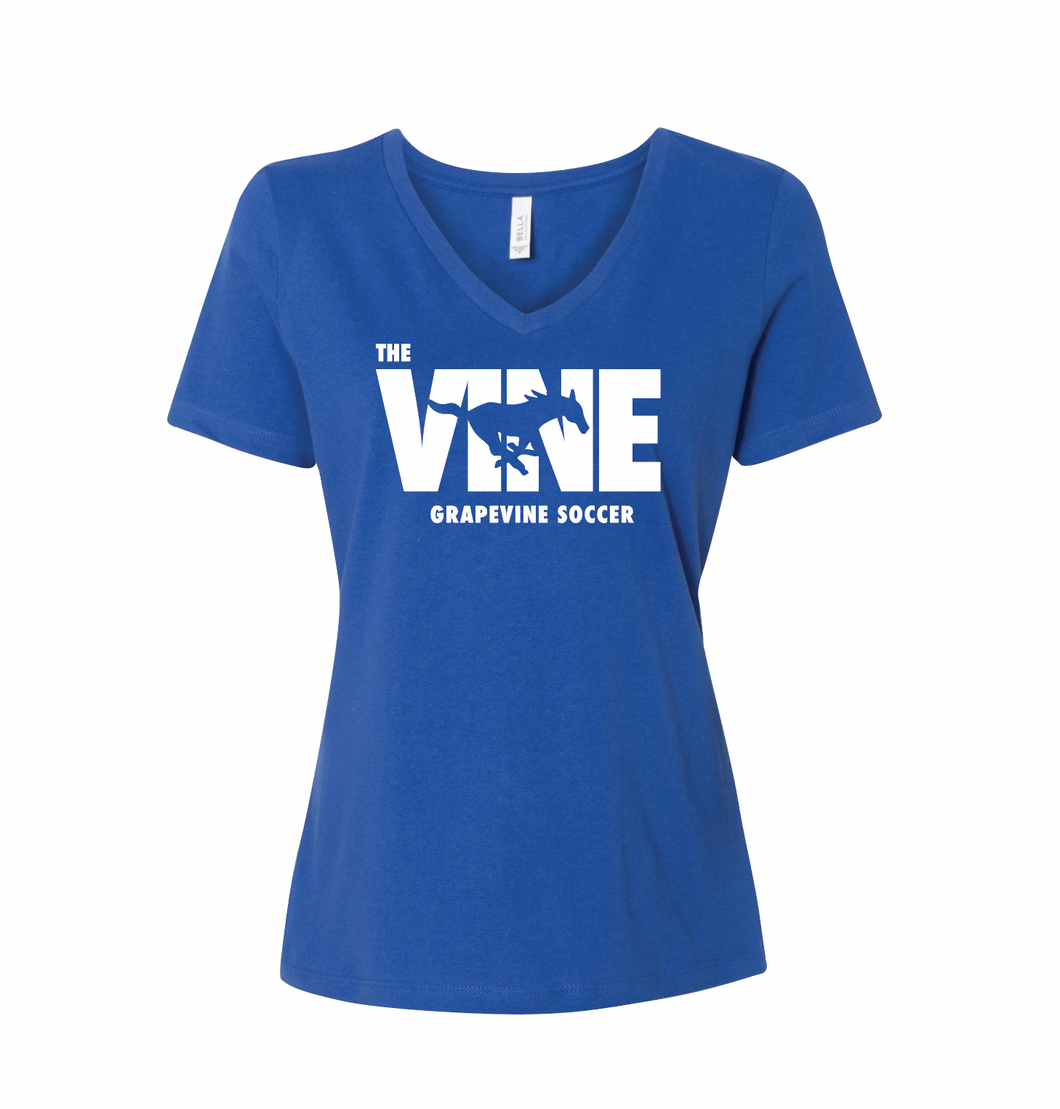 THE VINE — Soccer Relaxed V-neck Tee in Blue
